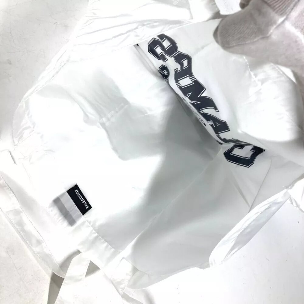 BALENCIAGA Logo Eco Bag Tote Bag Shoulder Bag Nylon White/Black Unused - Picture 9 of 10